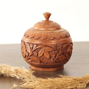 Sugar Bowl with Lid, Kitchen Decor Salt Cellar, Wooden Sugar Pot Kitchen Organizer, Sugar Container, Spice Jar, Spice Rack Housewarming Gift