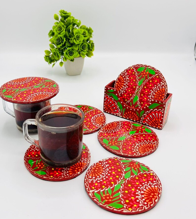 Truck Art Coasters Set: Rosewood Indian Pakistani Decor