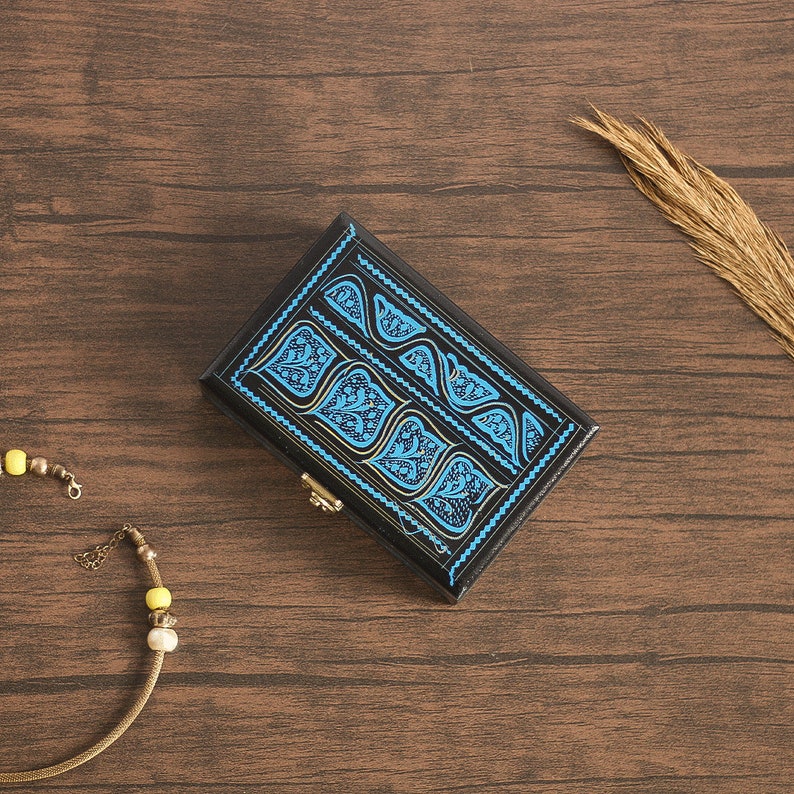 Small Jewelry Box - Hand Painted Wooden Jewelry Organizer Box for Girls, Gift for Her Wedding Anniversary Trinket Box Gift