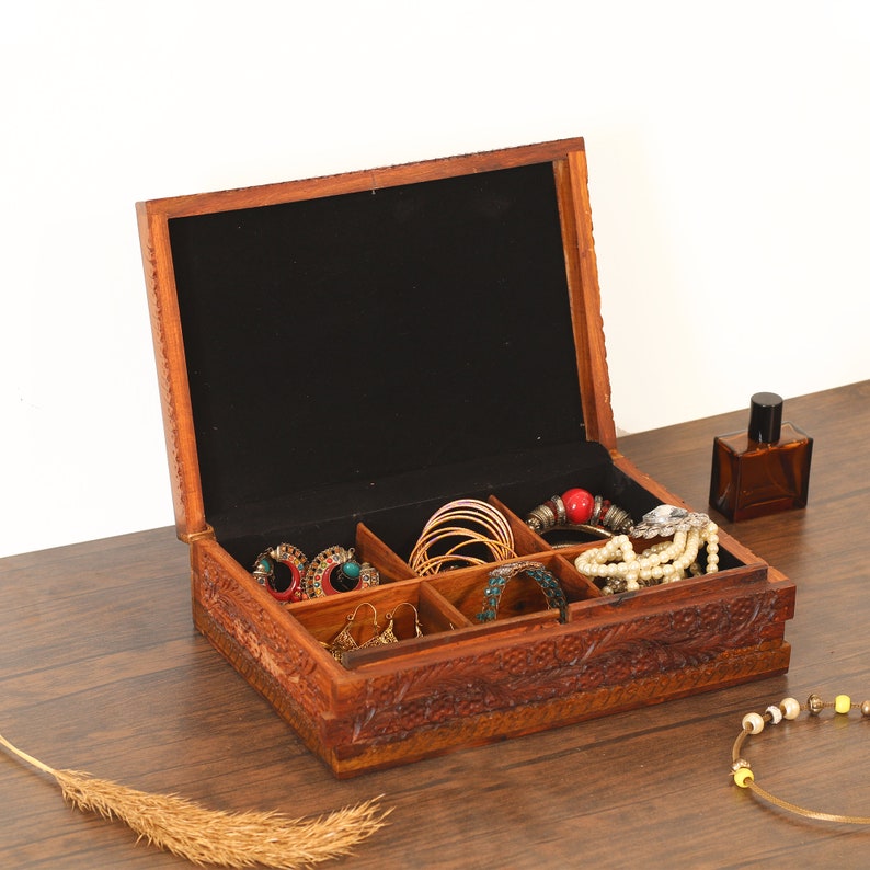 Rosewood Jewelry Box: Mid-Century Modern Secret Lock Organizer