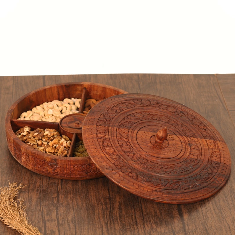 Rosewood Masala Dabba: Wooden Spice & Dry Fruit Box