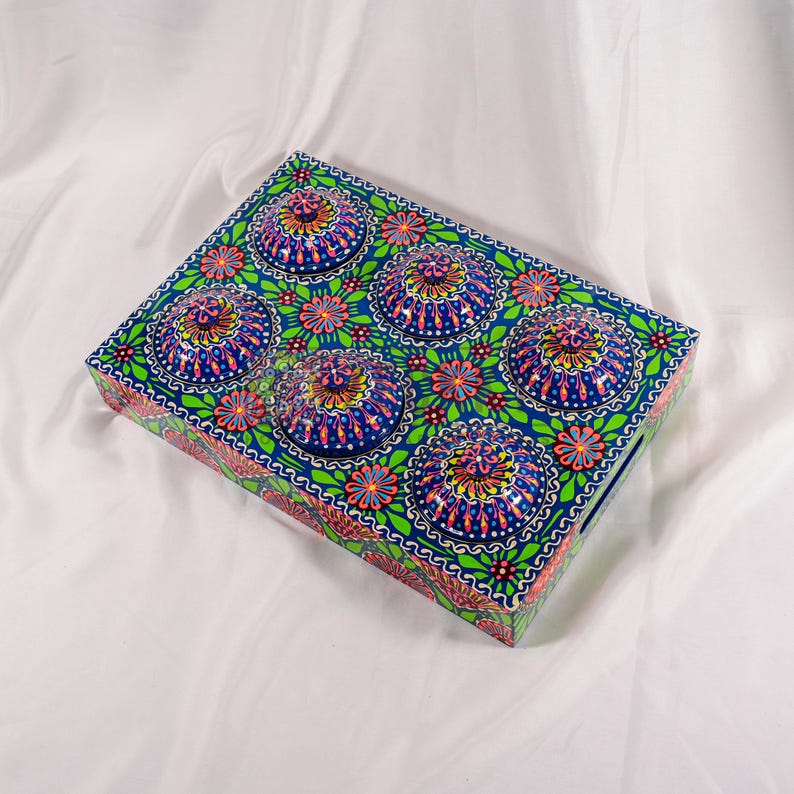 Pakistani Truck Art Masala Box: Rosewood Spice & Dry Fruit Organizer