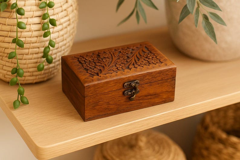 Personalized Wooden Jewelry Box with Lock – Custom Engraved Organizer for Women, Bridesmaid Gift, Mother's Day Gift for Her