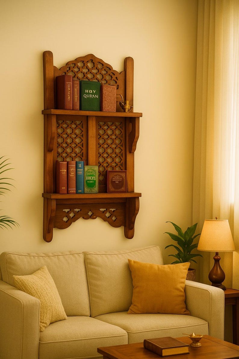 Decorative Wood Wall Shelf, Hanging Display Shelf, Floating Plant Shelves for Living Room, Kitchen, or Bedroom