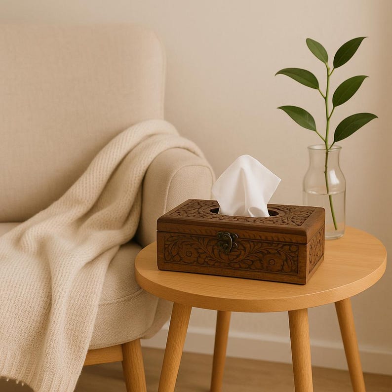 Home Decor Natural Wood Tissue Paper Box Handmade Birthday Wedding Gift for Couple Unique Housewarming Gifts for Friends