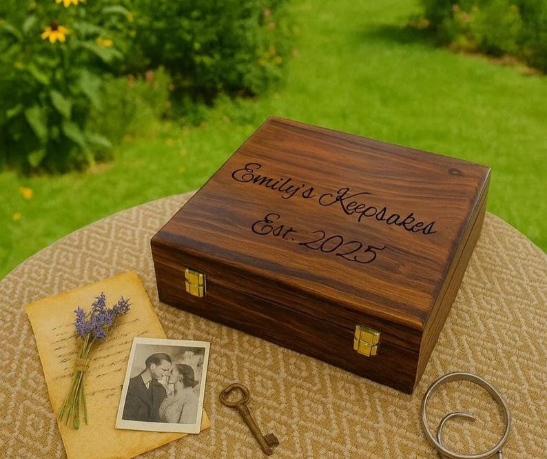 Custom Personalized Wooden Keepsake box - Valentines Gift for Him, Her, Boyfriend Girlfriend, Couple, Men, Wedding Engagement Card Wood box