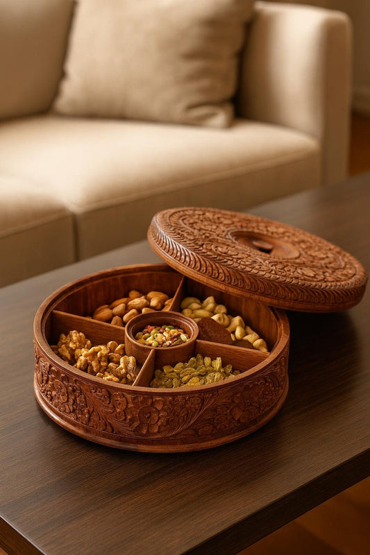 Kitchen Decor Indian Spice Box, Wooden Masala Box with Lid, Masala Dabba, Spice Container, Multipurpose Kitchen Storage Box for Holiday Gift