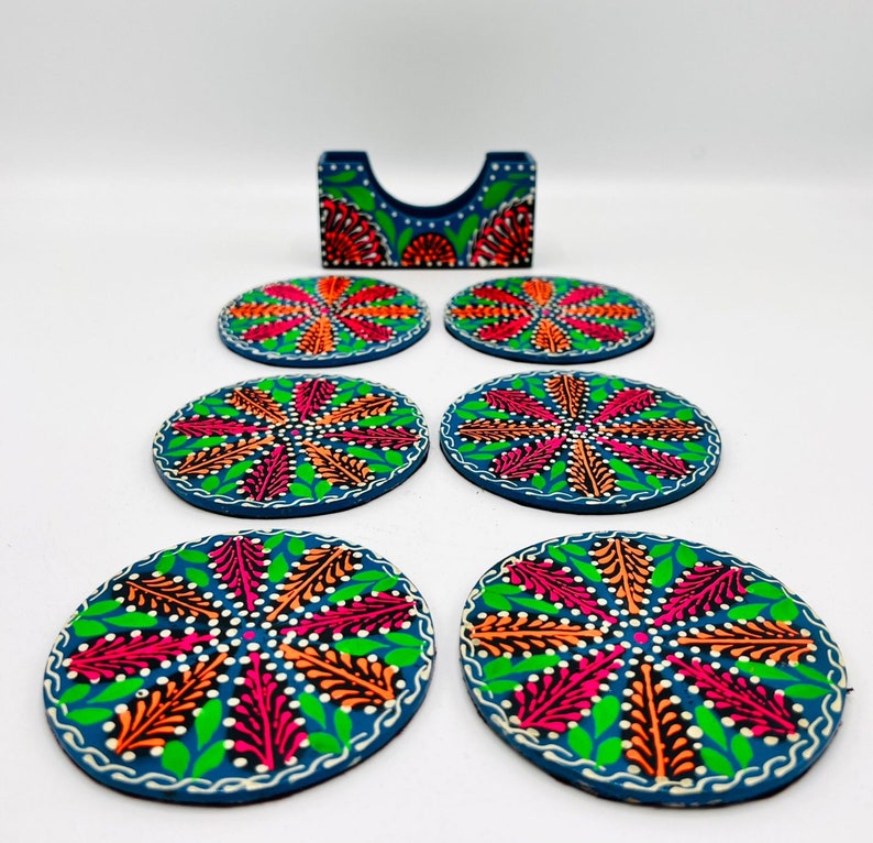 Truck Art Coasters Set: Rosewood Indian Pakistani Decor
