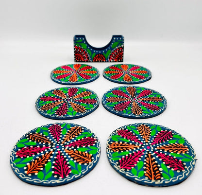 Truck Art Coasters Set: Rosewood Indian Pakistani Decor