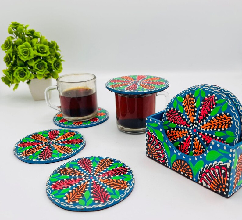 Truck Art Coasters Set: Rosewood Indian Pakistani Decor