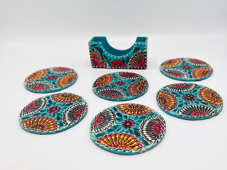 Truck Art Coasters Set: Rosewood Indian Pakistani Decor