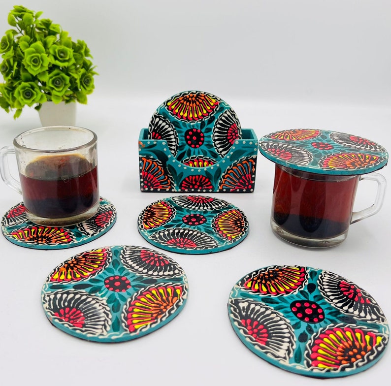 Truck Art Coasters Set: Rosewood Indian Pakistani Decor