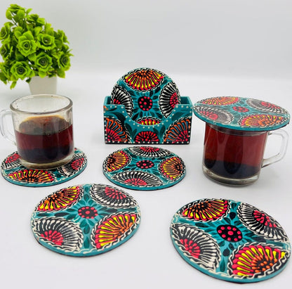 Truck Art Coasters Set: Rosewood Indian Pakistani Decor