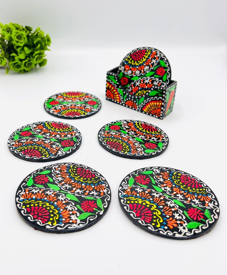 Truck Art Coasters Set: Rosewood Indian Pakistani Decor