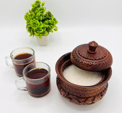 Wooden Sugar Bowl With Lid, Sugar Pot Kitchen Storage Accessories, Handmade Saltbox Salt Cellar Spice Jar Container