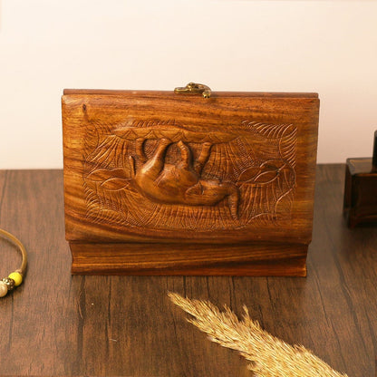 Elephant Jewelry Box, Hand Carved Wooden Elephant Jewelry Organizer Trinket Box, Wooden Animal Engraving Art Elephant Lovers Gift
