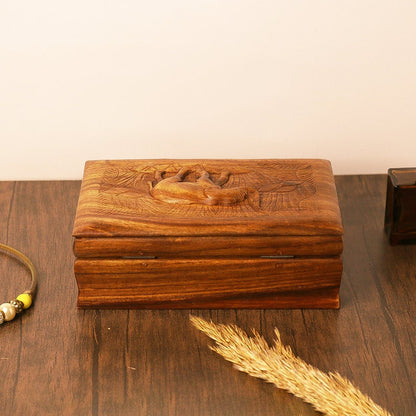 Elephant Jewelry Box, Hand Carved Wooden Elephant Jewelry Organizer Trinket Box, Wooden Animal Engraving Art Elephant Lovers Gift