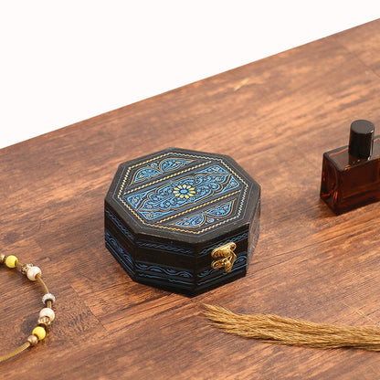 Vintage Rosewood Jewelry Box: Round Travel Trinket Keepsake