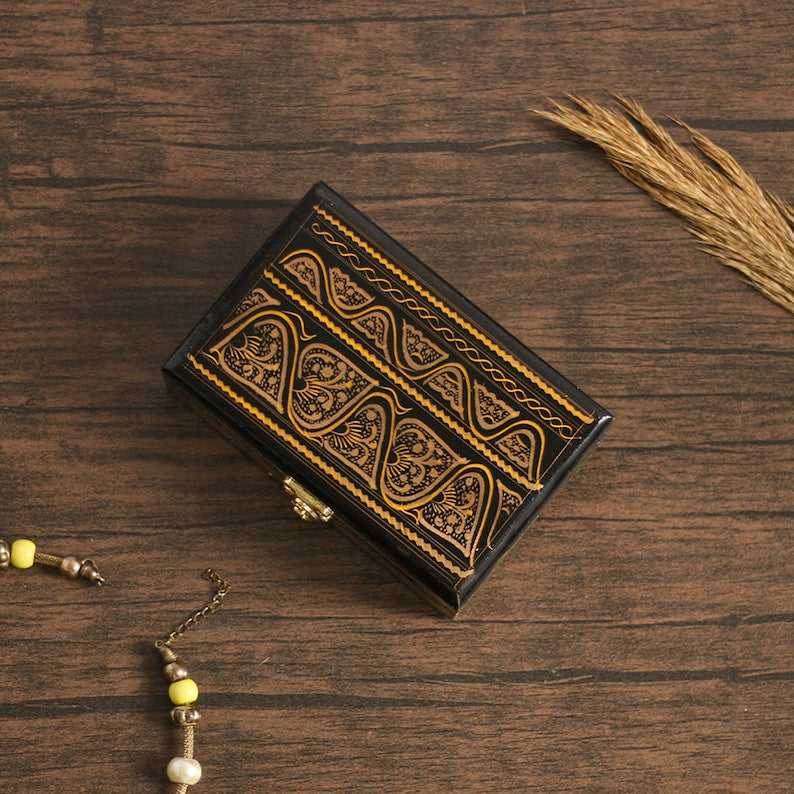 Small Jewelry Box - Hand Painted Wooden Jewelry Organizer Box for Girls, Gift for Her Wedding Anniversary Trinket Box Gift