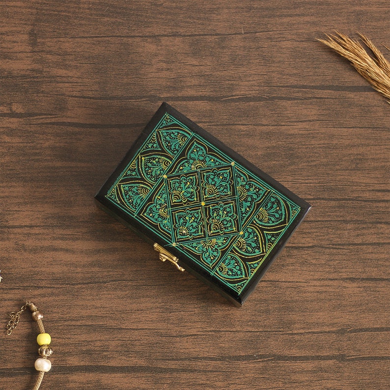 Small Jewelry Box - Hand Painted Wooden Jewelry Organizer Box for Girls, Gift for Her Wedding Anniversary Trinket Box Gift