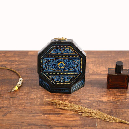 Vintage Rosewood Jewelry Box: Round Travel Trinket Keepsake