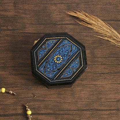 Vintage Rosewood Jewelry Box: Round Travel Trinket Keepsake