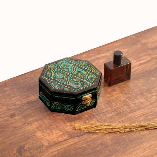 Vintage Rosewood Jewelry Box: Round Travel Trinket Keepsake