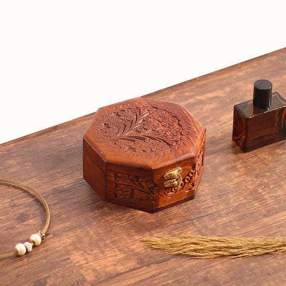 Wooden Engraved Jewelry Box, Midcentury Jewelry Organizer Box, Trinket Box, Keepsake Box, Vintage Jewellery Storage Box