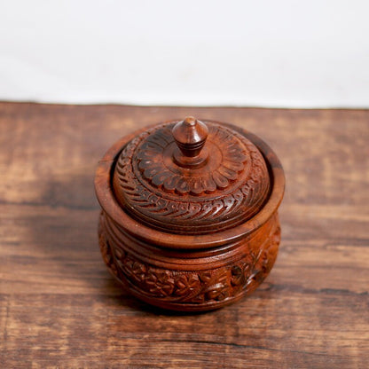 Wooden Sugar Bowl With Lid, Sugar Pot Kitchen Storage Accessories, Handmade Saltbox Salt Cellar Spice Jar Container