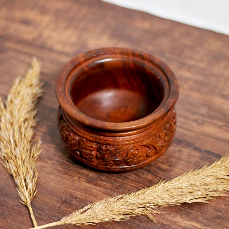 Wooden Sugar Bowl With Lid, Sugar Pot Kitchen Storage Accessories, Handmade Saltbox Salt Cellar Spice Jar Container
