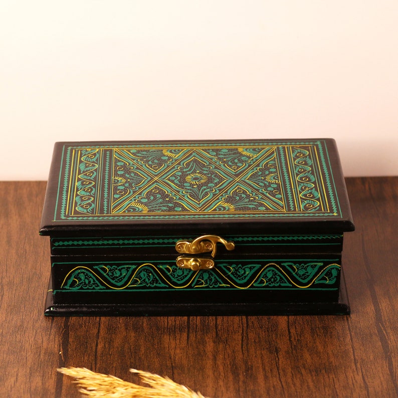 Boho Jewellery Box, Jewellery Organizer Box, Wooden Keepsake Box, Vintage Jewellery Box, Jewellery Storage Box, Wood Trinket Box