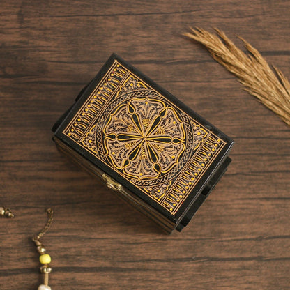 Foldable Jewelry Organizer, Layered Jewelry Box with 3 Compartments, Lacquer Art Wood Jewelry Box, Jewellery Storage Box Unique Gifts