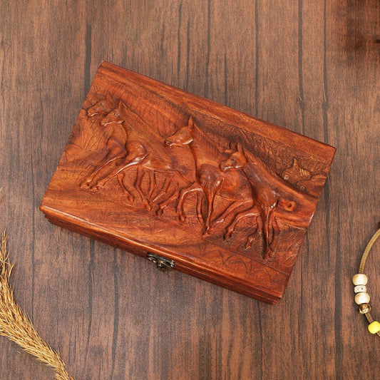 Horse Jewelry Box, Hand Carved Wooden Horse Decor Jewelry Organizer Box, Wooden Animal Carvings Decoration, Horse Lover Gifts