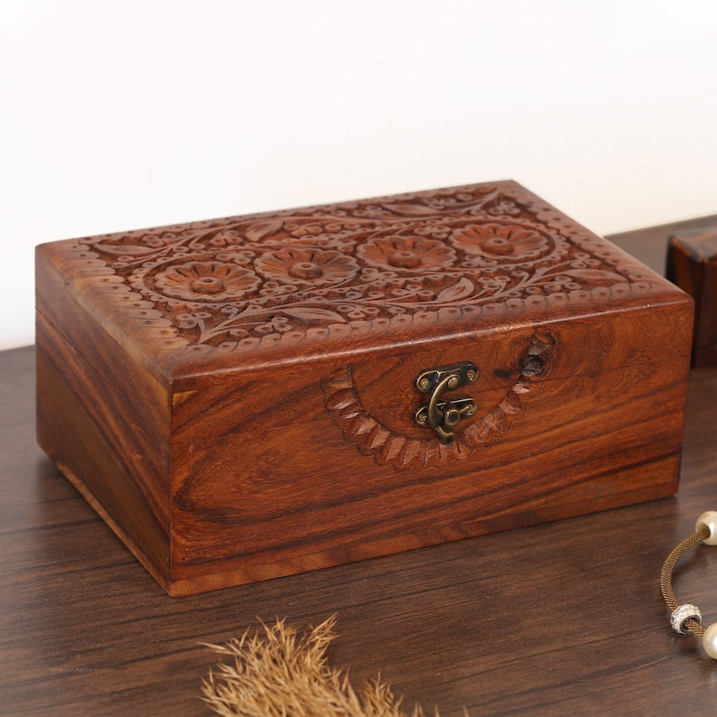 Engraved Rosewood Jewelry Box: Handmade Heirloom Organizer