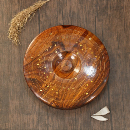 Engraved Rosewood Masala Dabba: Indian Spice Box Organizer