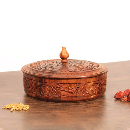 Rosewood Masala Dabba: Wooden Spice & Dry Fruit Box