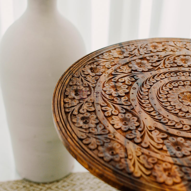 Coffee Table - Wooden Side Table for Living Room, Live Edge Coffee Table, Unique End Table, Round Coffee Table with Folding Legs