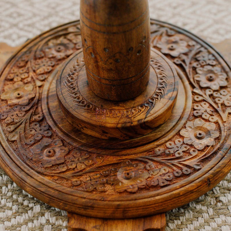 Coffee Table - Wooden Side Table for Living Room, Live Edge Coffee Table, Unique End Table, Round Coffee Table with Folding Legs