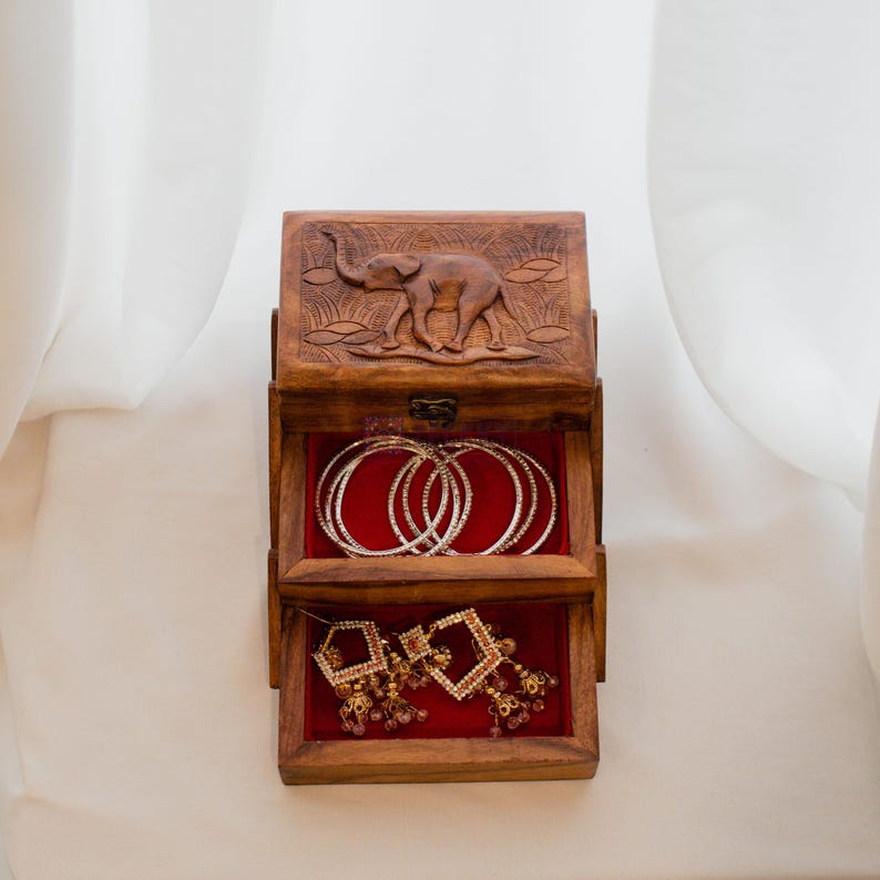 Elephant Layered Jewelry Box, Engraved Jewellery Box, Bridesmaid Gift, Birthday Gift, Bridal Party Gifts, Gift for her