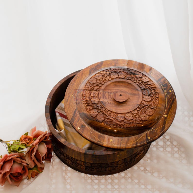 Wooden Roti Box, Pakistani Decor Hotpot Food Storage Container, Pakistan Cookware Chapati Box, Roti Warmer Kitchen Accessory