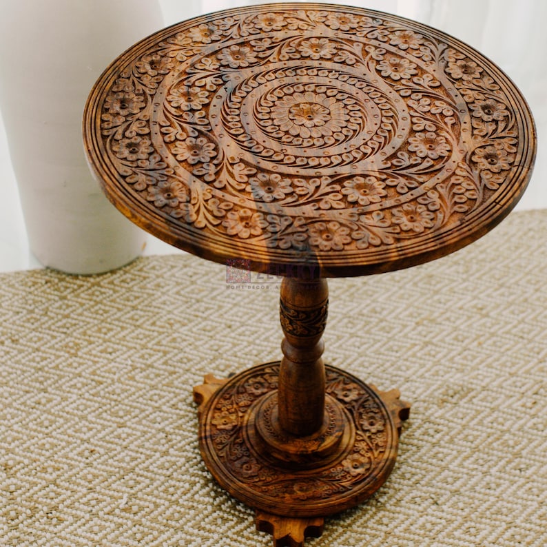 Coffee Table - Wooden Side Table for Living Room, Live Edge Coffee Table, Unique End Table, Round Coffee Table with Folding Legs