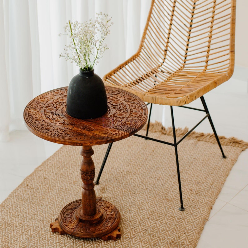 Coffee Table - Wooden Side Table for Living Room, Live Edge Coffee Table, Unique End Table, Round Coffee Table with Folding Legs