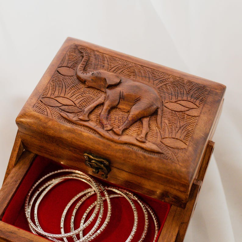 Elephant Layered Jewelry Box, Engraved Jewellery Box, Bridesmaid Gift, Birthday Gift, Bridal Party Gifts, Gift for her