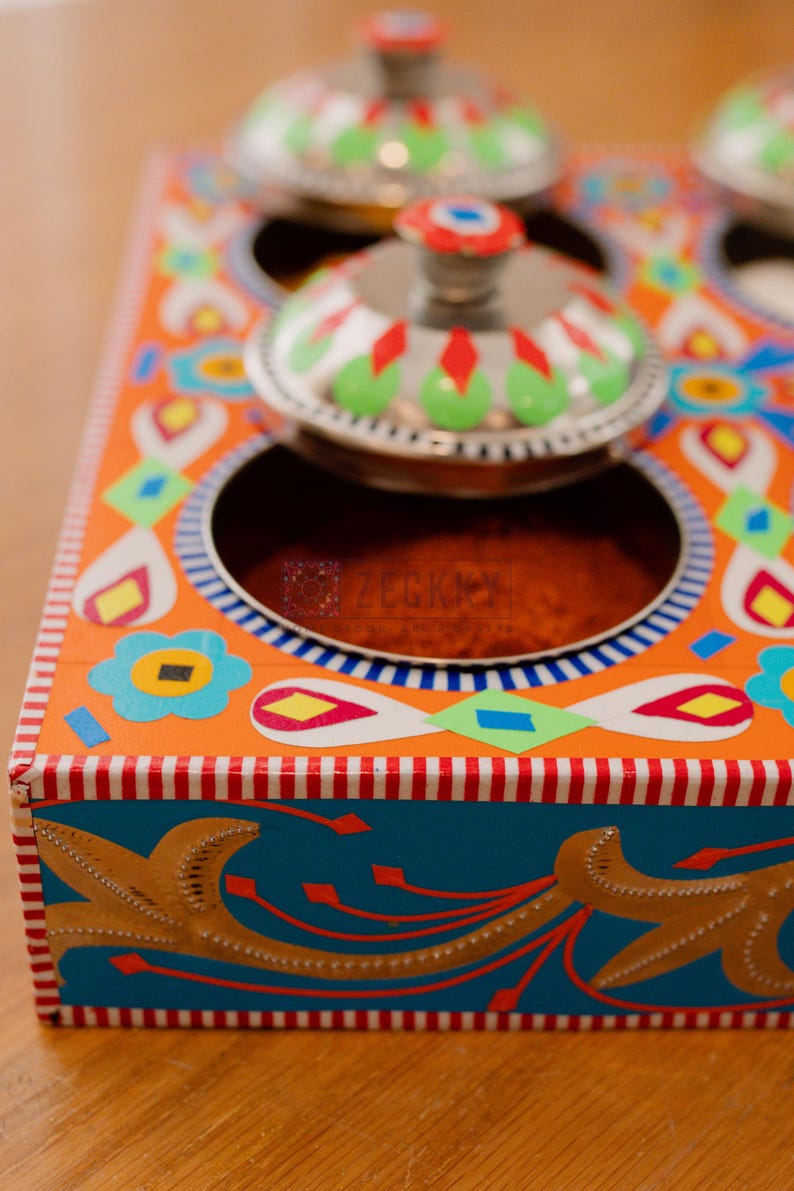 Traditional Spice Box, Indian Masala Box, Spices Organizer Box, Indian Kitchen Decor Masala Organizer, Cooking Lover Gift