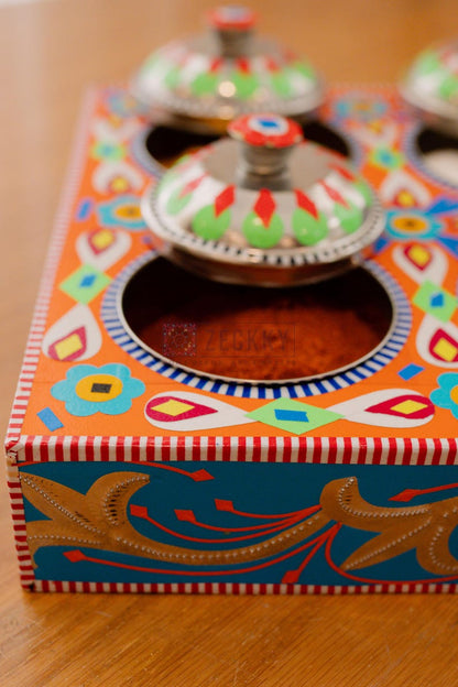 Traditional Spice Box, Indian Masala Box, Spices Organizer Box, Indian Kitchen Decor Masala Organizer, Cooking Lover Gift