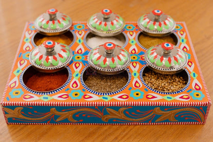 Traditional Spice Box, Indian Masala Box, Spices Organizer Box, Indian Kitchen Decor Masala Organizer, Cooking Lover Gift