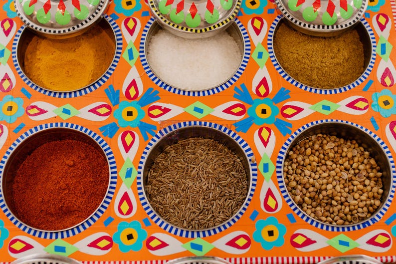 Traditional Spice Box, Indian Masala Box, Spices Organizer Box, Indian Kitchen Decor Masala Organizer, Cooking Lover Gift