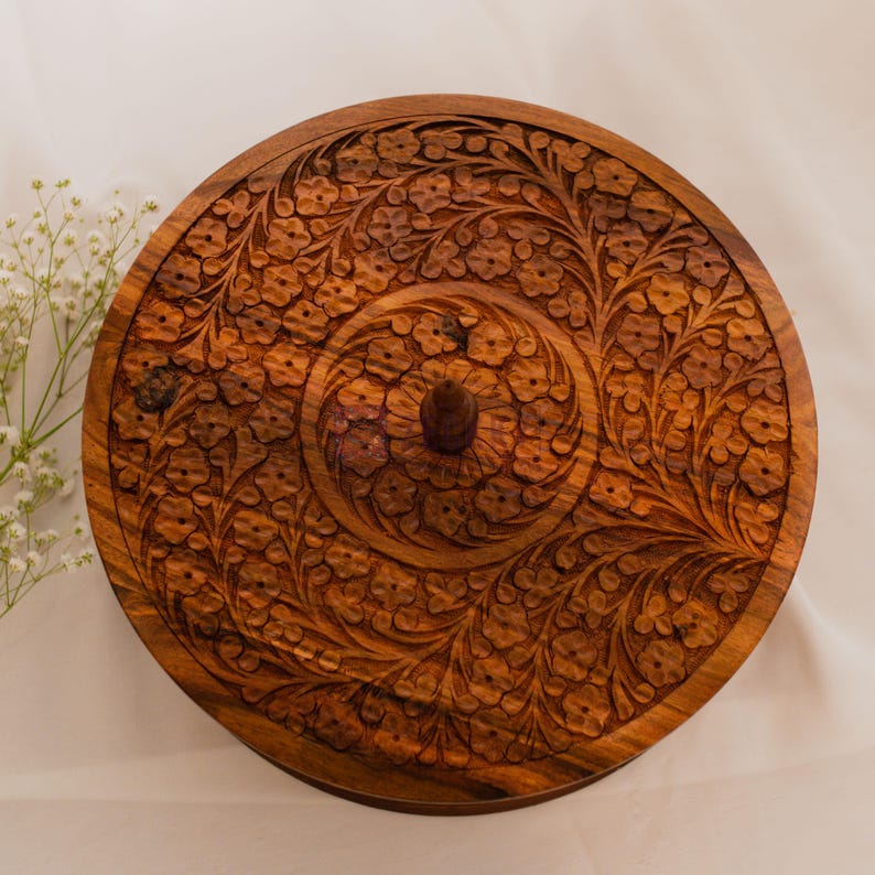 Wooden Hotpot, Heat Retaining Roti Box Indian Cookware, Indian Decor Chapati Box, Roti Warmer Indian Food Storage Container - Zeckky