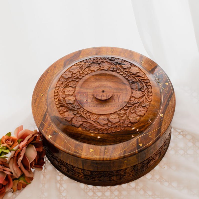 Wooden Roti Box, Pakistani Decor Hotpot Food Storage Container, Pakistan Cookware Chapati Box, Roti Warmer Kitchen Accessory