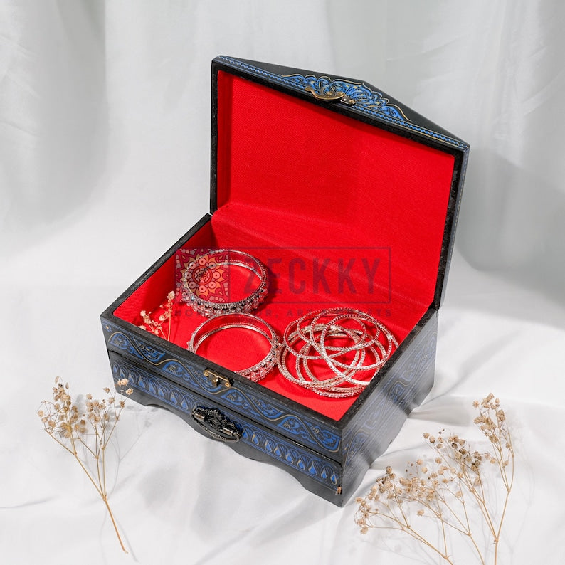 Handmade Rosewood Jewelry Box with Drawer: Velvet Lined Organizer